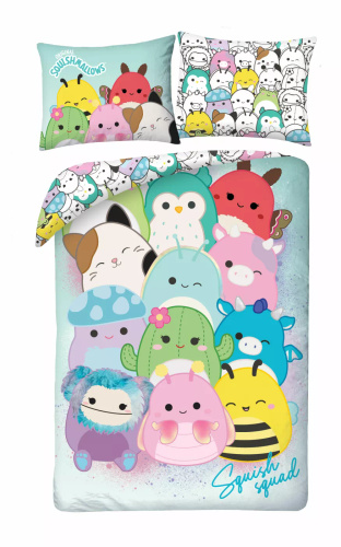 Bunte Halantex Squishmallows Bettwäsche 140x200 mit Kissenbezug 70x90