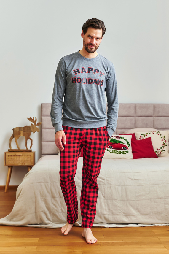 7344 Dunkelgrauer Doctor Nap Herrenpyjama – 100 % Baumwolle