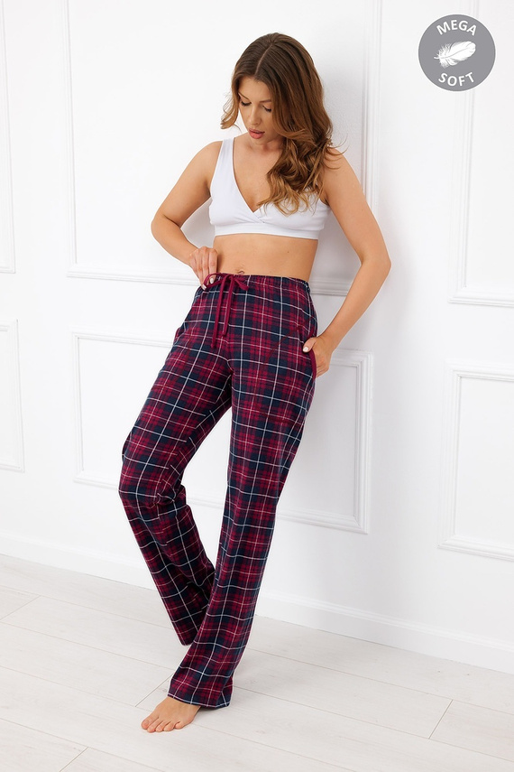 Italian Fashion Alana Damen lange Baumwollhose Mega Soft kariert