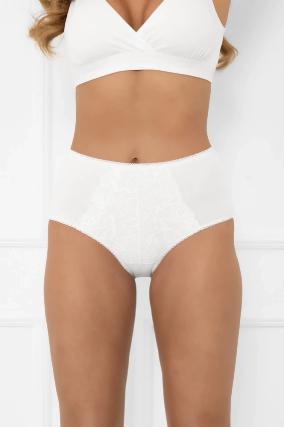 Libra maxi Damen Höschen mit Spitze Akzent | Italian Fashion weiß