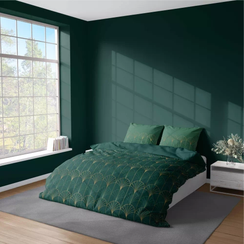 5023 A Mikrofaser-Bettwäsche Gold Art Deco Detexpol Flaschengrün