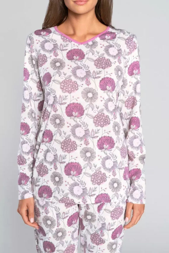 Damen Schlafanzug langarm, Hose Lobelia Italian Fashion -