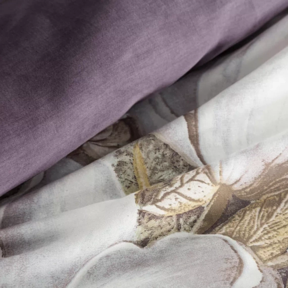 Frühling 26 Blumen Satinbettwäsche Eurovorhänge creme/lila