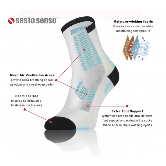 SKB01 Sportsocken Universelle Sportsocken Sesto Senso weiß-türkis