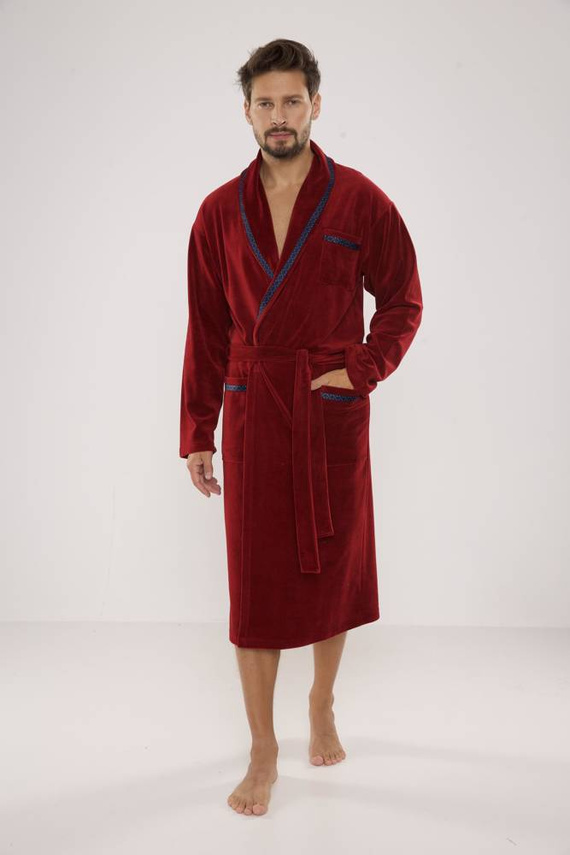 666 Ronaldo Herren Bademantel De Lafense - kastanienbraun