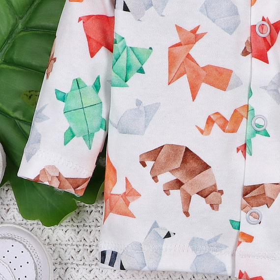 ABN-5388 Lustiger Origami-Babykaftan aus Bio-Baumwolle mit Nini-Print