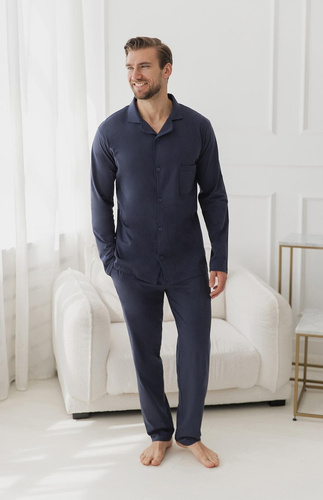 3474 Lorenzo Herrenpyjama Taro-Jeans – Baumwolle, lange Hose, Taschen