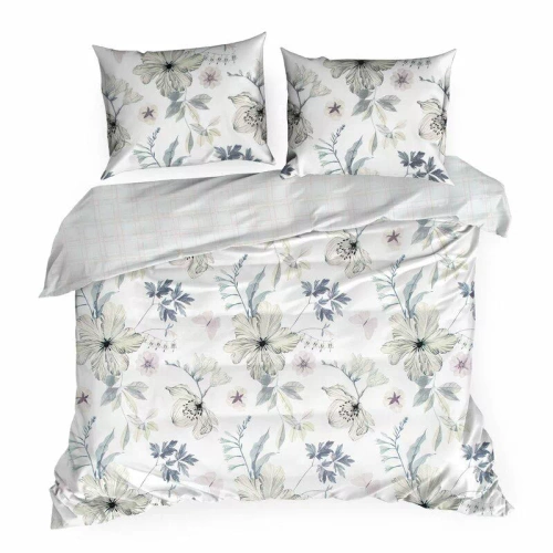 Frühling 37 Blumen Satinbettwäsche Eurovorhänge weiß/grün