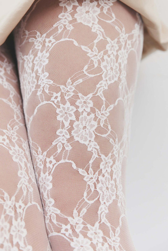 I 5000 Fiore Donatella Damen Spitzenstrumpfhose mit vertikaler Naht white