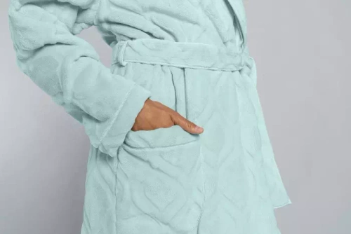 Morena Damen Fleece Morgenmantel Italian Fashion - mint