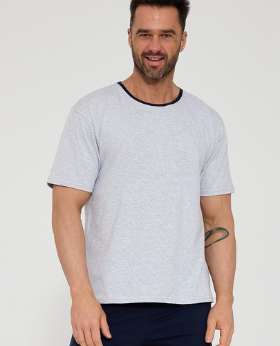 Cornette 338/53 Herren Pyjama grau Baumwolle kurzarm bequem