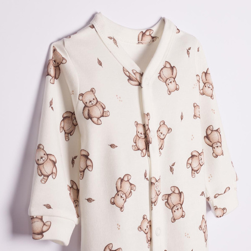 227031 Nicol BENEK Baby-Strampler 100% Baumwolle creme mit Bärenmotiv