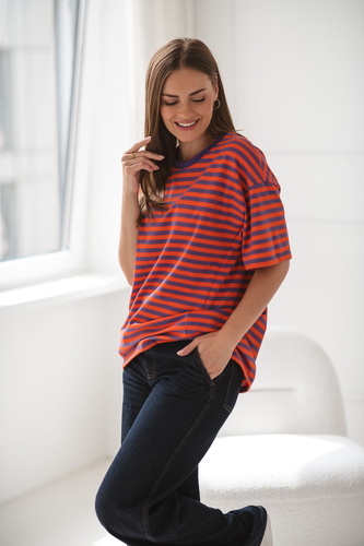 Mamahood Milk&Love Schwangerschafts- und Still-T-Shirt, lila und orange – bequem und stilvoll