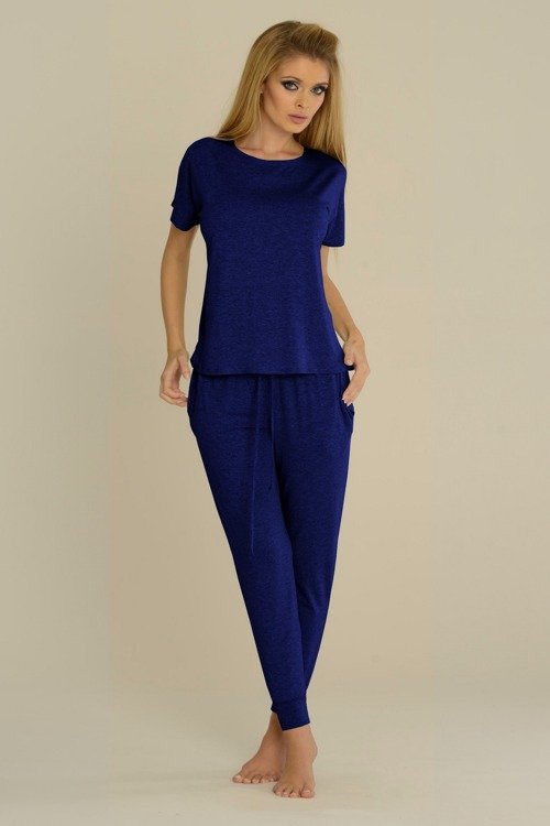 524 Paula Damen Schlafanzug De Lafense - marineblau