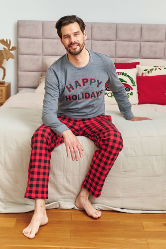 7344 Dunkelgrauer Doctor Nap Herrenpyjama – 100 % Baumwolle