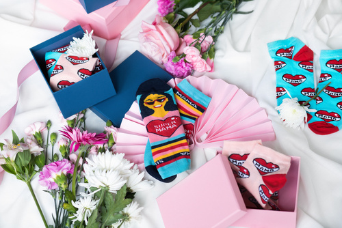 K89S Super Mama Foot Socks Italian Fashion - marineblau/farbig