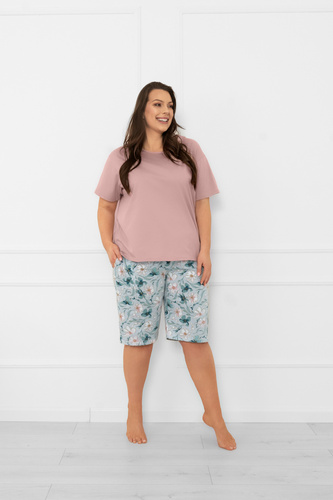 Damenpyjama Perlis - kurze Ärmel, kurze Hose, Baumwolle Italian Fashion  