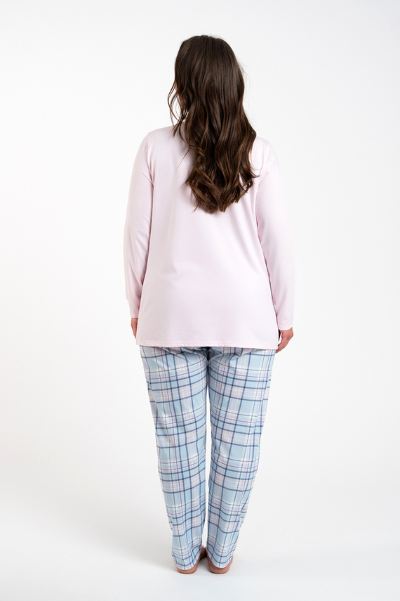 Emilly Unzipped Ladies' Long Sleeve Pyjamas and Trousers Italian Fashion - rosa/print 