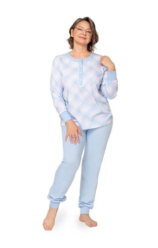 258 Edyta III Interlock Martel Damenpyjama – blau