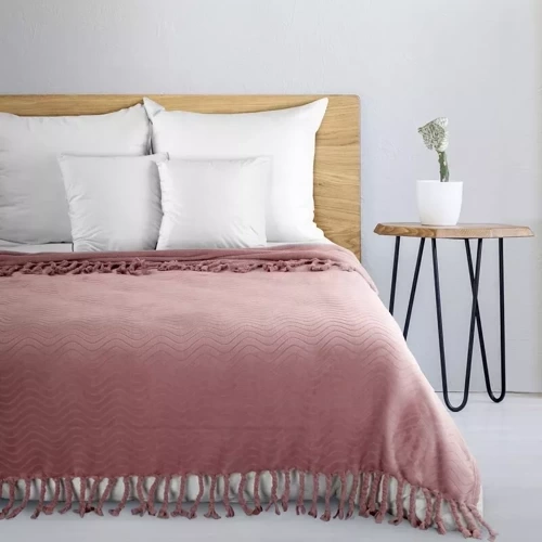 Emma Decke Tagesdecke mit Fransen Eurocurtains Pulver