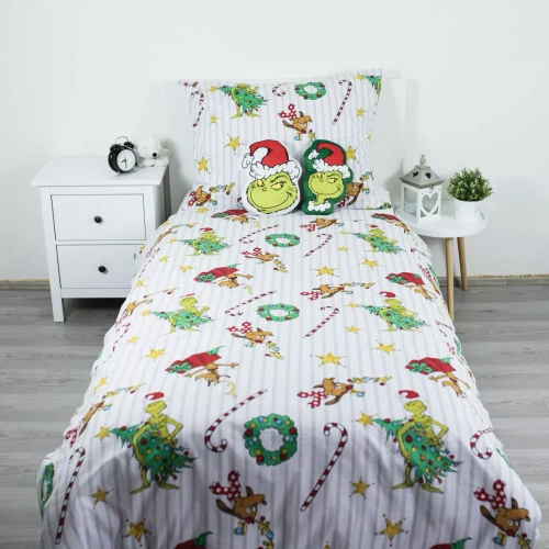 Bettwäsche Grinch Grinchmas JF24 140x200 100% Baumwolle Grinch Schloss