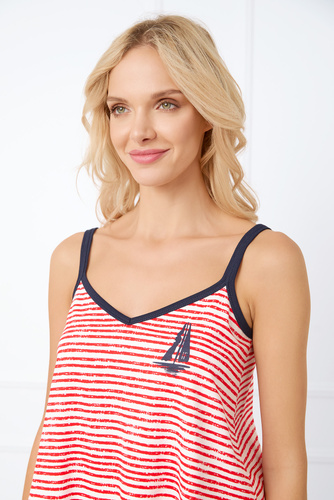 Flota Damen Schlafanzug slim-fit, Shorts Italian Fashion - Druck rot/blau