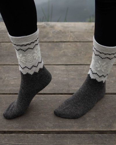 Gabriella Damensocken SW/070 Kakao-Latte – Winter, aus Wolle und Acryl, warm mit Muster
