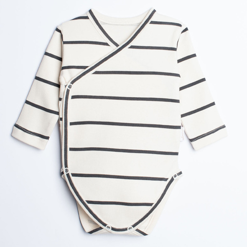 Kopfform-Body 222098 Olo Nicol 100% Baumwolle, graphitgraue Streifen, langarm