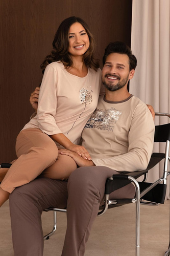 Herren-Pyjama Regina 6009 100% Baumwolle Langarm Lange Hose Komfort Blau