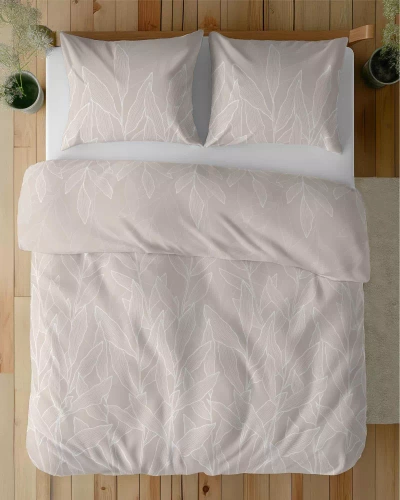 5087 A Satinbettwäsche Blätter Detexpol beige