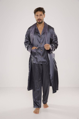939 Pyjama für Männer aus grauem Satin