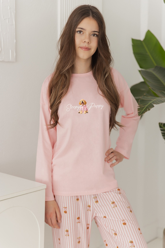 Mädchen-Pyjama Taro 3677 Nola Rosa 100% Baumwolle Langarm
