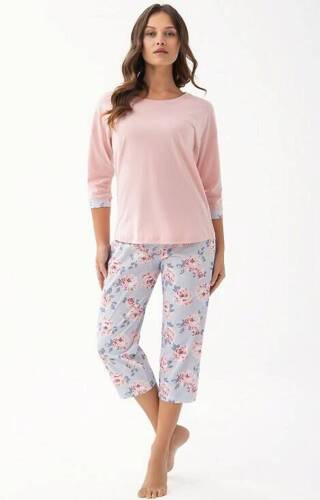 343 Damen-3/4-Luna-Pyjama – Lachsrosa