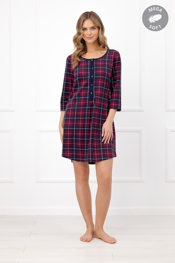 Italian Fashion Brenda Damen Nachthemd Mega Soft kariert 3/4-Arm