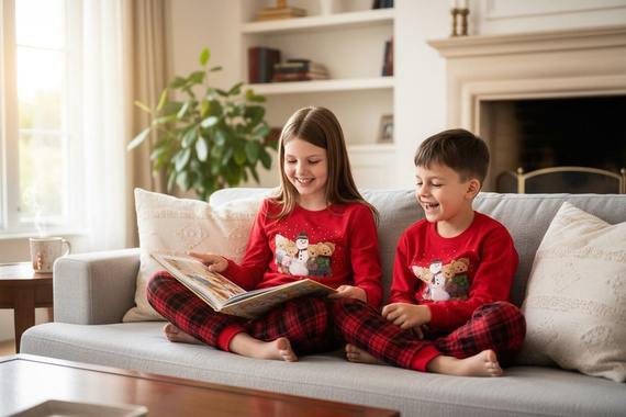 594/185 592/185 Winter Cornette Mädchenpyjama – Weihnachten, Rot, Baumwolle