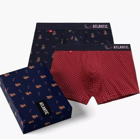 2GMH-025 Atlantic Herren-Boxershorts – Marineblau-Rot