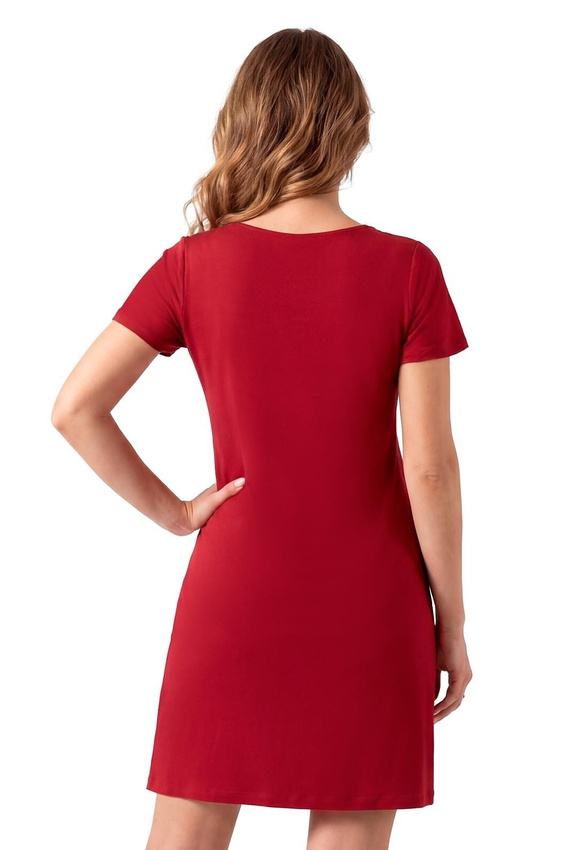 Damen Nachthemd Damaris Donna aus Viskose, elegant mit V-Ausschnitt und Spitze, Burgund
