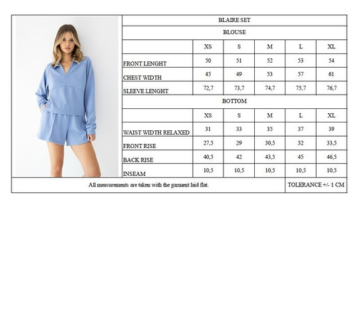 Damen Set Sensis Blaire blau – Sweatshirt mit Polo-Kragen und Shorts