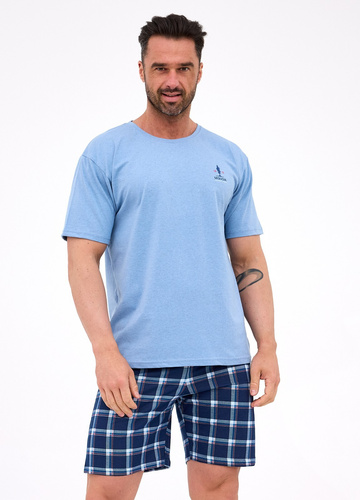 326/309 Sequoia 2 Cornette Herrenpyjama, blau – Baumwolle, kurze Ärmel, bequem und stilvoll