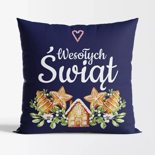 TBN016 Lebkuchen-Weihnachtskissen Marquisette marineblau