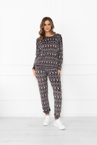 Damenset Navara - Fleeceset im Weihnachtsmuster mit Rentier Italian Fashion - graphit 