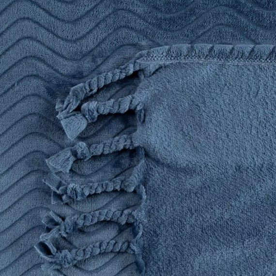 Emma Decke Tagesdecke mit Fransen Eurocurtains, Marineblau