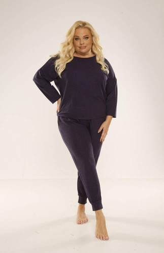 347 Paula Plus Size Damen Schlafanzug De Lafense - navy blau