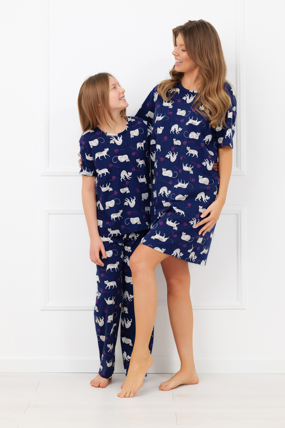 Mädchenpyjama Mimi Italian Fashion 100% Baumwolle – kurzer Ärmel, lange Hose