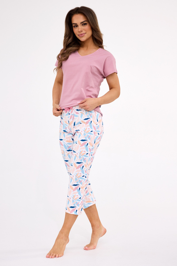 372/450 Louisa Cornette – Baumwollpyjama für Damen, kurze Ärmel, 3/4-Hose