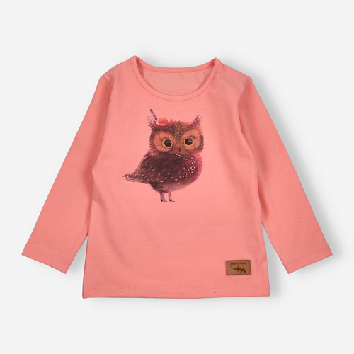 KAR-3001 Lagarto Verde Langarmbluse für Mädchen, lachsrosa – stilvoll, Baumwolle, polnische Produktion