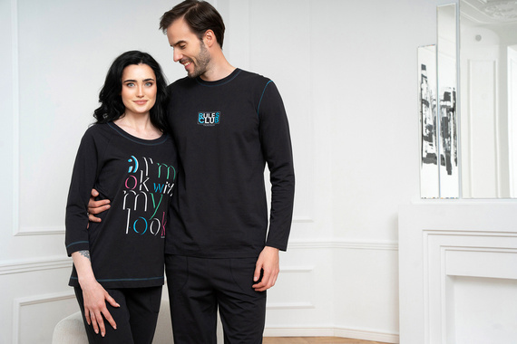 Olza Damen Schlafanzug 3/4 Ärmel, 3/4 Hose Italian Fashion - schwarz