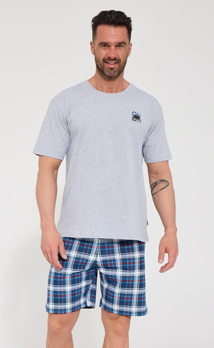 Cornette Grizzly 2 326/340 Herren Baumwoll-Pyjama Kurzarm grau