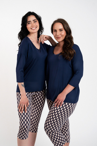 Milda Damen Schlafanzug 3/4 Ärmel, 3/4 Hose Italienische Mode