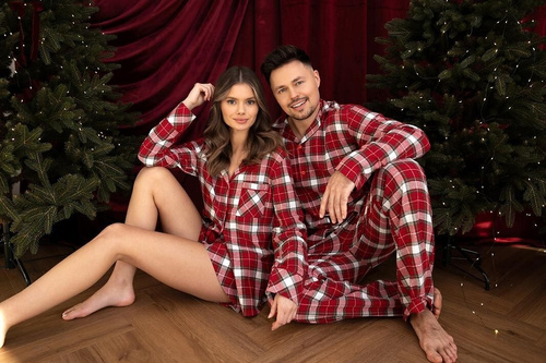 Sensis Clariel Damen-Flanell-Pyjama 100% Baumwolle Rot kariert